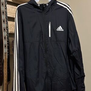 Adidas Black Jacket with White stripe